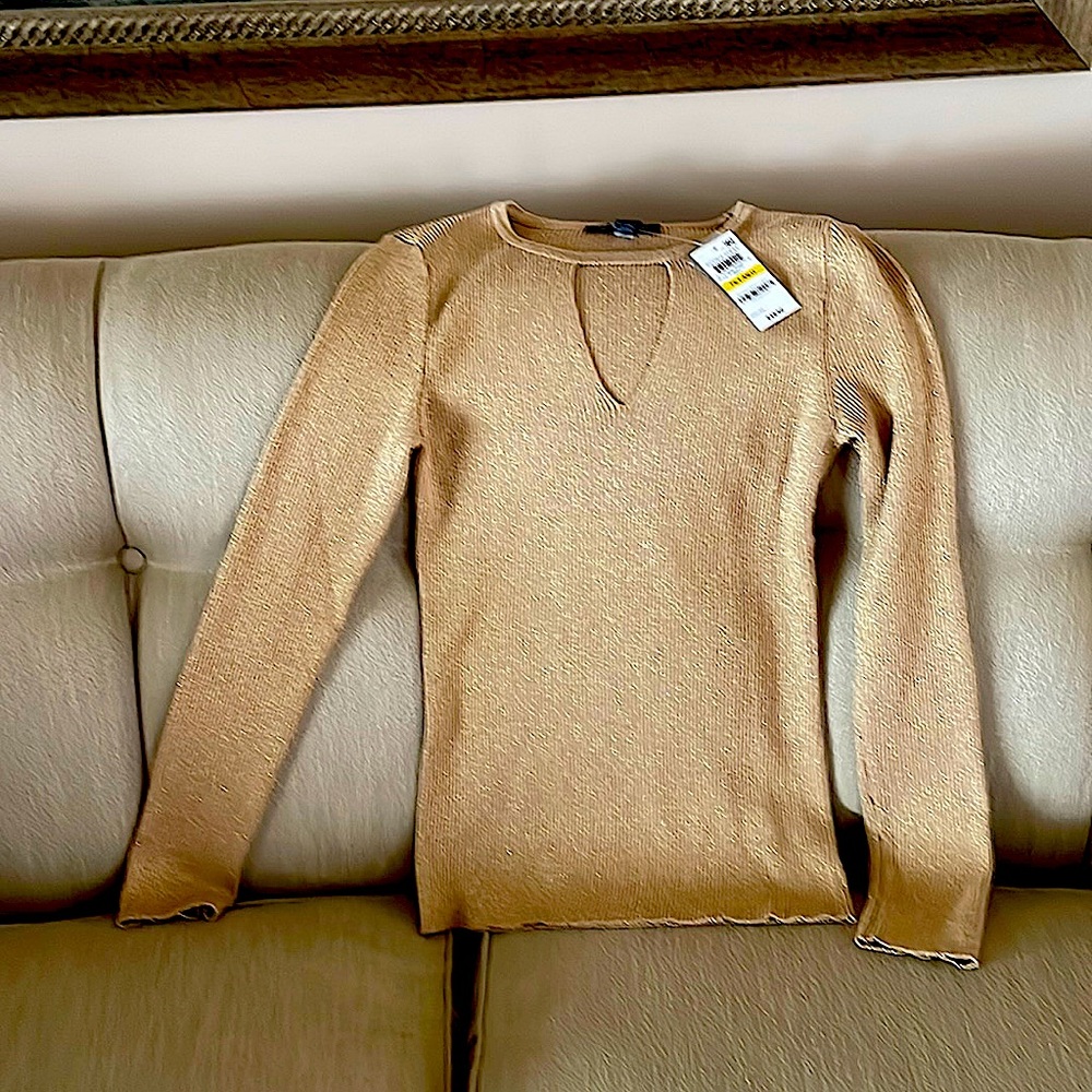 Inc. gold metallic pull over top